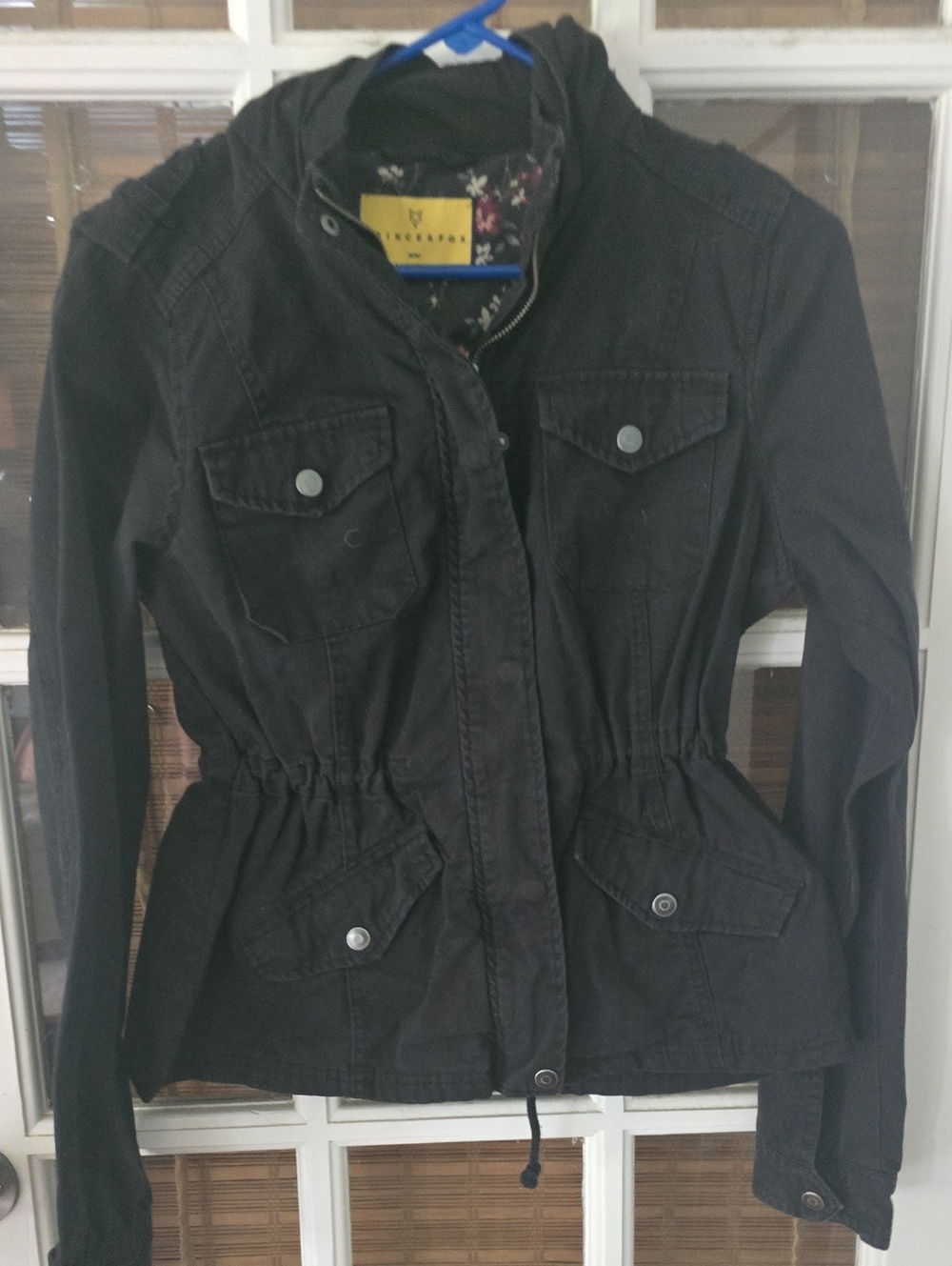 Prince & Fox Black Hooded Utility Jacket with Cinch Waist